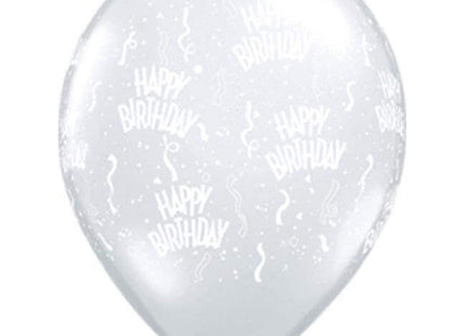 Qualatex - 11" Birthday A-Round Clear Latex Balloons (50ct) - SKU:56243 - UPC:071444370943 - Party Expo