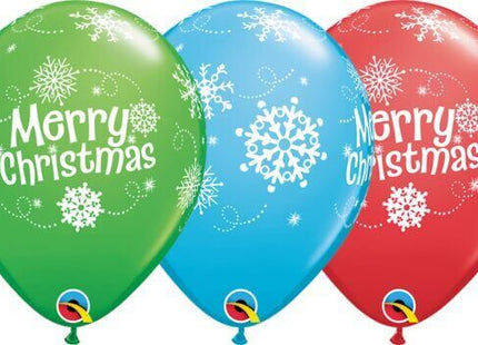 Qualatex - 11" Christmas Snowflakes Latex Balloons (50ct) - SKU:87080 - UPC:071444534277 - Party Expo