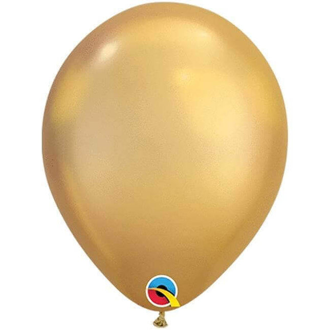 Qualatex - 11" Chrome Gold Latex Balloons (100ct) - SKU:92517 - UPC:071444582711 - Party Expo