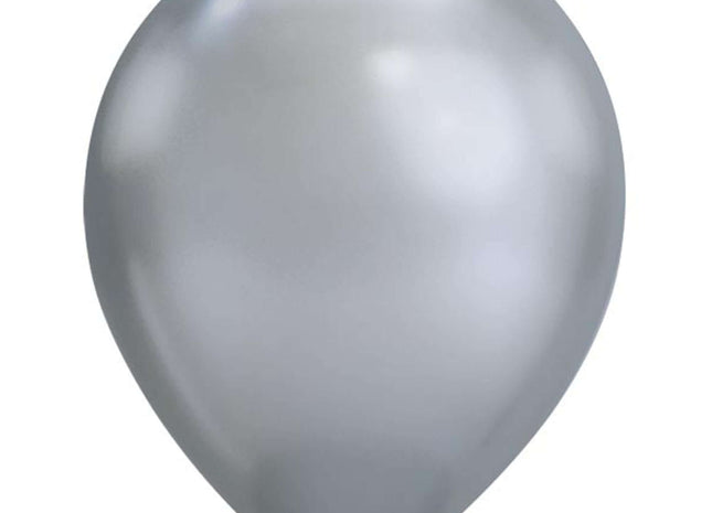 Qualatex - 11" Chrome Silver Latex Balloons (25ct) - SKU:92522 - UPC:071444582766 - Party Expo