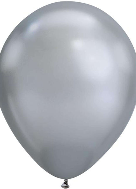 Qualatex - 11" Chrome Silver Latex Balloons (25ct) - SKU:92522 - UPC:071444582766 - Party Expo