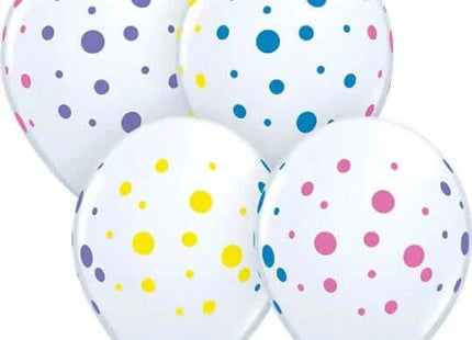 Qualatex - 11" Colorful Polka Dots Latex Balloons (50ct) - SKU:11851 - UPC:071444882170 - Party Expo