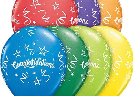 Qualatex - 11" Congrats Streamer's Assortment Latex Balloons (50ct) - SKU:89736 - UPC:071444571111 - Party Expo