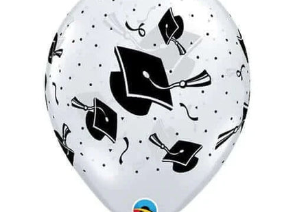 Qualatex - 11" Graduation Hats Diamond Clear Latex Balloons (50ct) - SKU:Q4-1544 - UPC:071444415446 - Party Expo