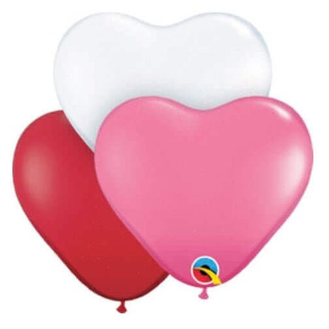 Qualatex - 11" Love Assorted Heart Shaped Latex Balloons (100ct) - SKU:7313 - UPC:071444479509 - Party Expo