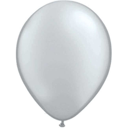 Qualatex - 11" Metallic Silver Latex Balloons (25ct) - SKU:39813 - UPC:071444398138 - Party Expo