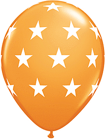 Qualatex - 11" Round Big Stars Orange Latex Balloons (5ct) - SKU:70478 - UPC:071444409148 - Party Expo