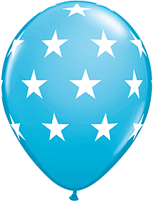 Qualatex - 11" Round Big Stars Robin's Egg Latex Balloons (5ct) - SKU:70483 - UPC:071444409179 - Party Expo