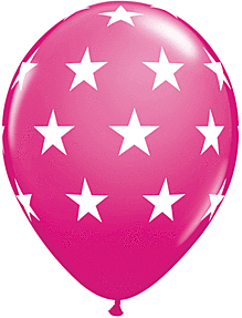 Qualatex - 11" Round Big Stars Wild Berry Latex Balloons (5ct) - SKU:70481 - UPC:071444409209 - Party Expo