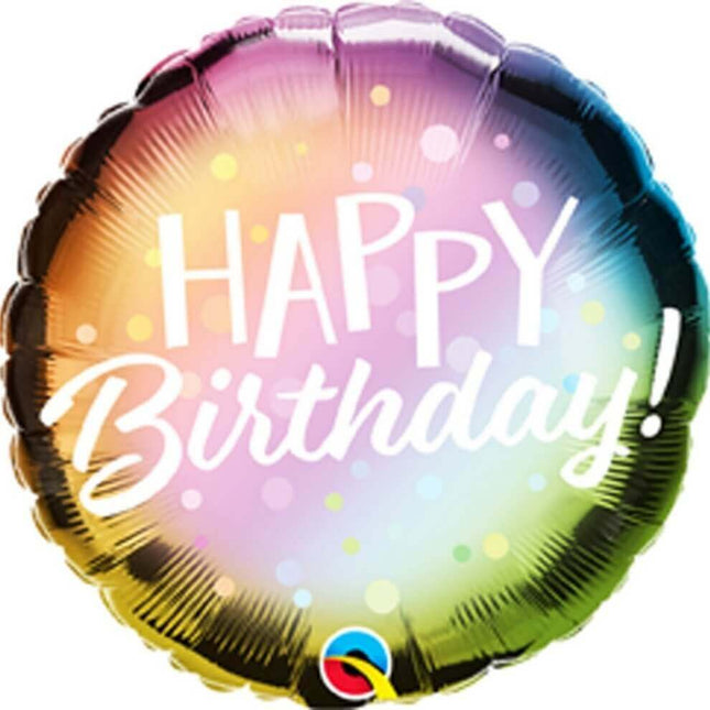 Qualatex - 18" Birthday Metallic Ombre/Dots Mylar Balloon #394 - SKU:96953 - UPC:071444880251 - Party Expo