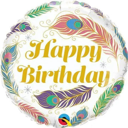 Qualatex - 18" Birthday Peacock Feathers Mylar Balloon #349 Party Expo  