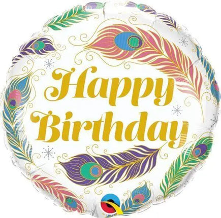 Qualatex - 18" Birthday Peacock Feathers Mylar Balloon #349 Party Expo  