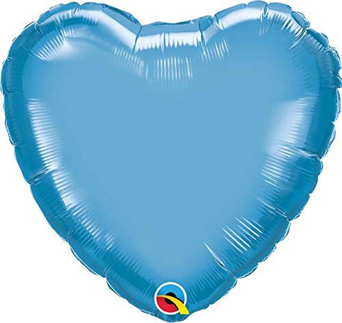 Qualatex - 18" Chrome Blue Heart Mylar Balloon #55 - SKU:97440 - UPC:071444896467 - Party Expo