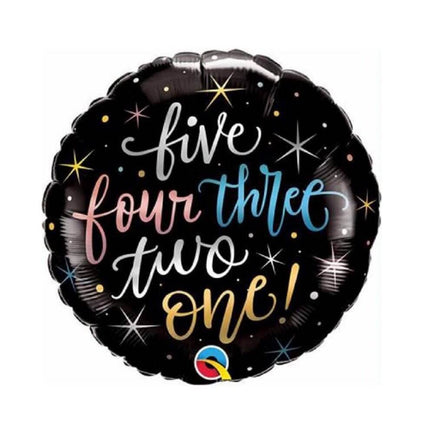 Qualatex - 18" Five Four Three Two One! Mylar Balloon - SKU:97660 - UPC:071444898591 - Party Expo