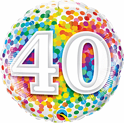 Qualatex - 18" Rainbow Confetti 40 Mylar Balloon #123 - SKU:85771 - UPC:071444495288 - Party Expo