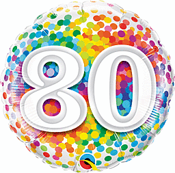 Qualatex - 18" Rainbow Confetti 80 Mylar Balloon #127 - SKU:85784 - UPC:071444495578 - Party Expo