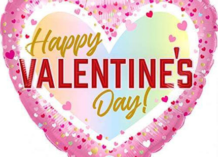 Qualatex - 18" Valentine Confetti Ombre Mylar Balloon - V1 - SKU:97160 - UPC:071444971607 - Party Expo