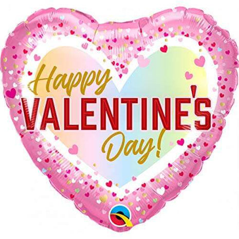 Qualatex - 18" Valentine Confetti Ombre Mylar Balloon - V1 - SKU:97160 - UPC:071444971607 - Party Expo