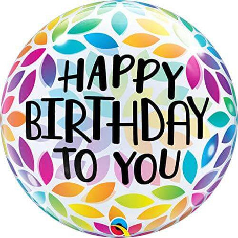 Qualatex - 22" Happy Birthday To You Bubble Balloon - Multicolor - SKU:91724 - UPC:071444576314 - Party Expo