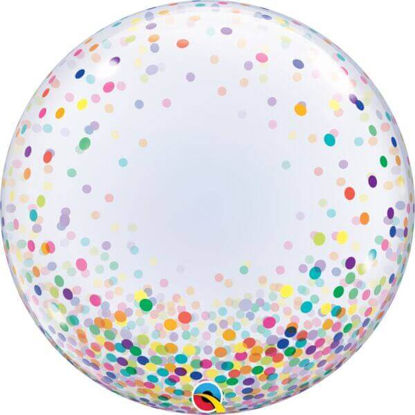 Qualatex - 24" Colorful Confetti Dot Bubble Balloon - SKU:57791 - UPC:071444577915 - Party Expo