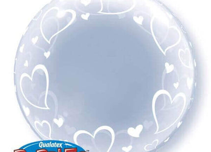 Qualatex - 24" Stylish Hearts Deco Bubble Balloon - SKU:29505 - UPC:071444295055 - Party Expo