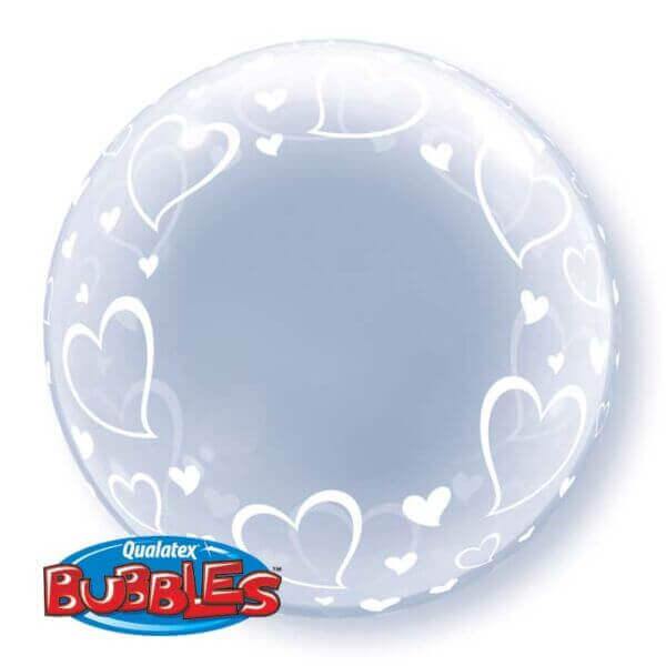Qualatex - 24" Stylish Hearts Deco Bubble Balloon - SKU:29505 - UPC:071444295055 - Party Expo