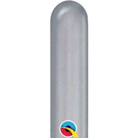 Qualatex - 260Q Chrome Silver Latex Balloons (100ct) - SKU:92528 - UPC:071444582827 - Party Expo
