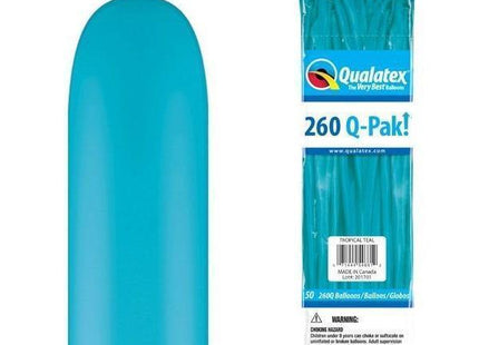Qualatex - 260Q Qpak Tropical Teal Latex Balloons (50ct) - SKU:54681 - UPC:071444546812 - Party Expo