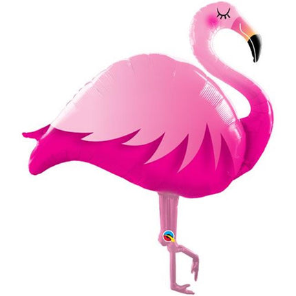 Qualatex - 46" Pink Flamingo Shaped Mylar Balloon - SS30 - SKU:91779 - UPC:071444578042 - Party Expo