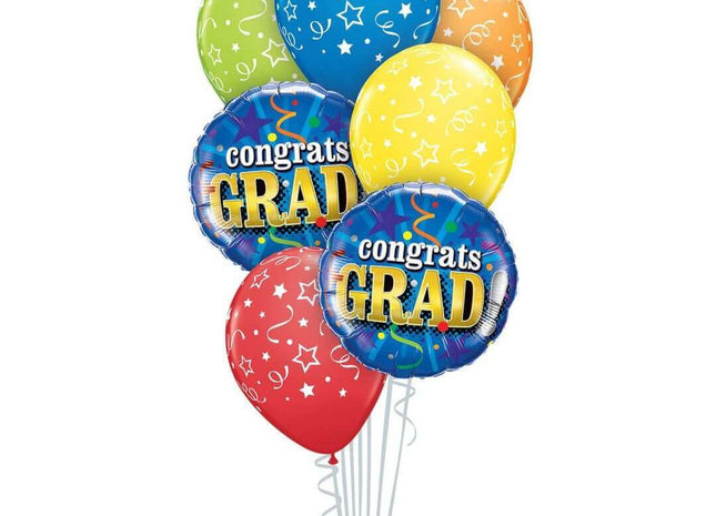 Qualatex - "Bouquet In A Box" Congrats Grad Mylar & Latex Balloons (7ct) - SKU:45693 - UPC:071444456937 - Party Expo