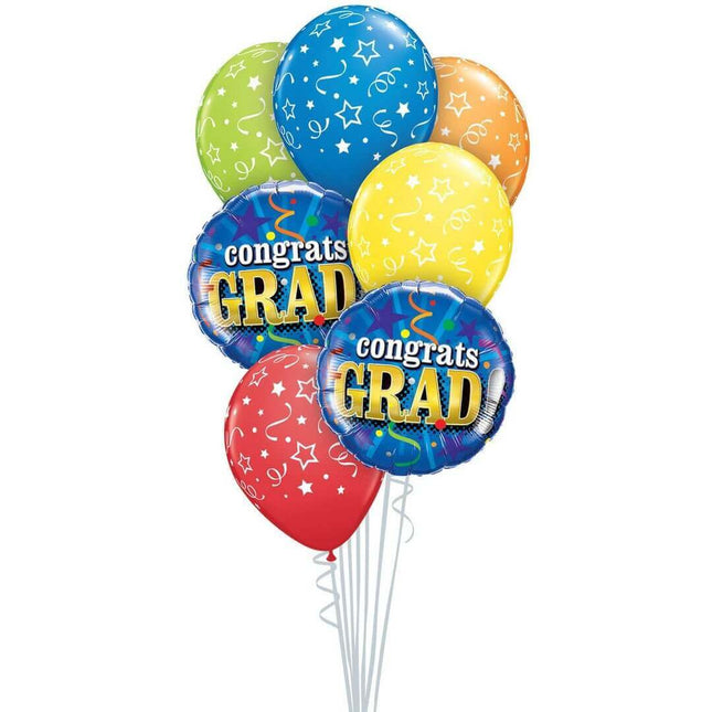 Qualatex - "Bouquet In A Box" Congrats Grad Mylar & Latex Balloons (7ct) - SKU:45693 - UPC:071444456937 - Party Expo