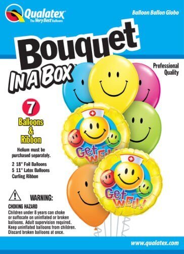 Qualatex - "Bouquet In A Box" Get Well Smiles Mylar & Latex Balloons (7ct) - SKU:30942 - UPC:071444309424 - Party Expo