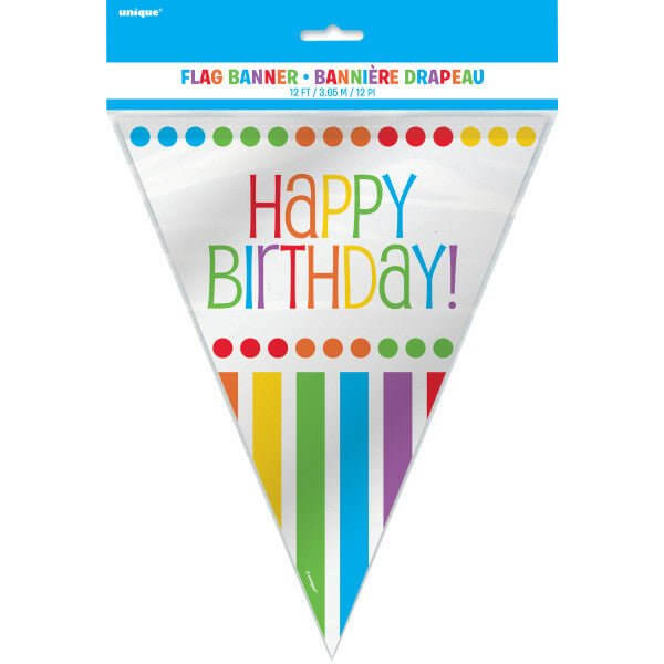 Rainbow Birthday Flag Banner - SKU:47118 - UPC:011179471188 - Party Expo