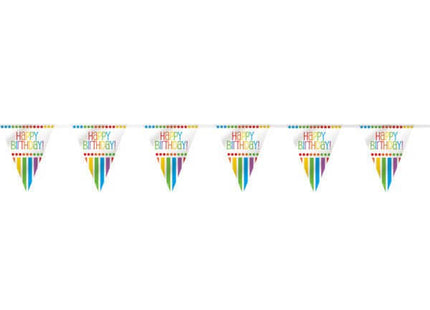 Rainbow Birthday Flag Banner - SKU:47118 - UPC:011179471188 - Party Expo