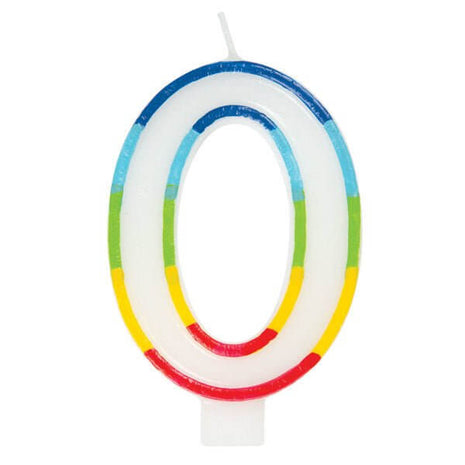 Rainbow Border Number '0' Birthday Candle - SKU:19940 - UPC:011179199402 - Party Expo