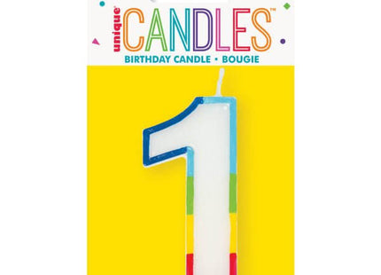 Rainbow Border Number '1' Birthday Candle - SKU:19941 - UPC:011179199419 - Party Expo