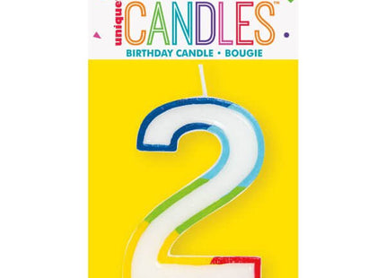 Rainbow Border Number '2' Birthday Candle - SKU:19942 - UPC:011179199426 - Party Expo