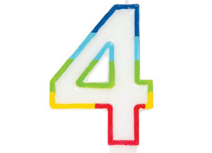 Rainbow Border Number '4' Birthday Candle - SKU:19944 - UPC:011179199440 - Party Expo