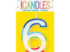 Rainbow Border Number '6' Birthday Candle - SKU:19946 - UPC:011179199464 - Party Expo