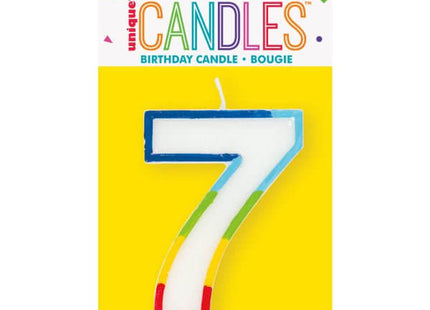 Rainbow Border Number '7' Birthday Candle - SKU:19947 - UPC:011179199471 - Party Expo