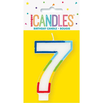 Rainbow Border Number '7' Birthday Candle - SKU:19947 - UPC:011179199471 - Party Expo