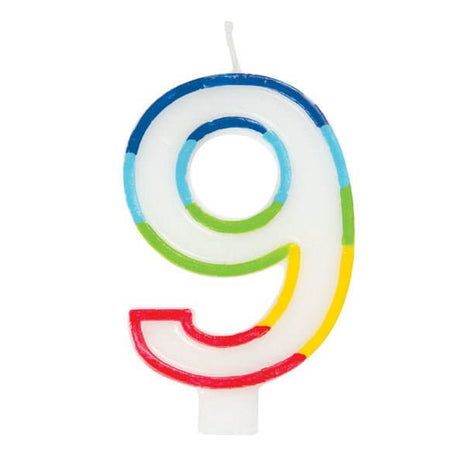 Rainbow Border Number '9' Birthday Candle - SKU:19949 - UPC:011179199495 - Party Expo