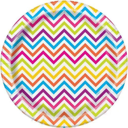 Rainbow Chevron 9" Plates Party Expo  