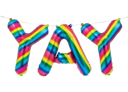 Rainbow Foil Balloon YAY Banner - SKU:331786 - UPC:039938503697 - Party Expo