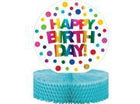 Rainbow Foil Birthday Honeycomb Centerpiece - SKU:331789 - UPC:039938503727 - Party Expo