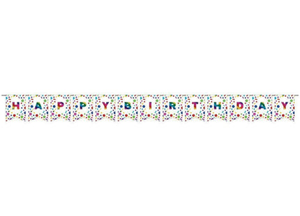 Rainbow Foil Birthday Jointed Banner - SKU:331792 - UPC:039938503758 - Party Expo