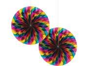 Rainbow Foil Paper Fan - SKU:331799 - UPC:039938503826 - Party Expo