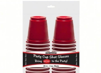 Red Party Shot Glasses 2oz. (20 count) - SKU:N22001 - UPC:098382602011 - Party Expo