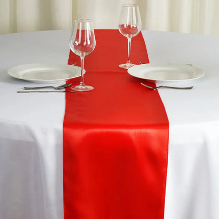 Red Satin Table Runner 12" * 108" - SKU: - UPC:10316150 - Party Expo