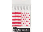 Red Striped & Polka Dot Birthday Candles (12ct) - SKU:19240 - UPC:011179192403 - Party Expo